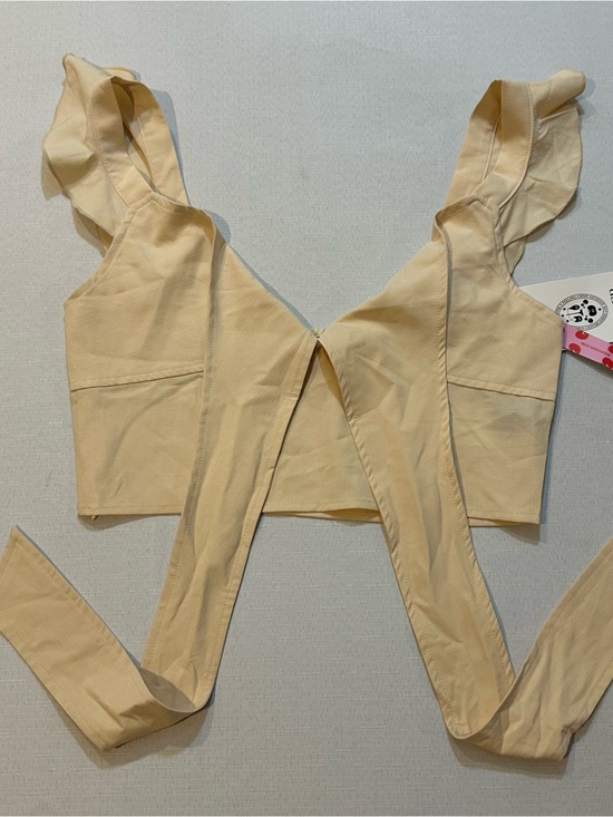 Cider Tops - Cider Beige Tie Front Crop Top Size M NWT